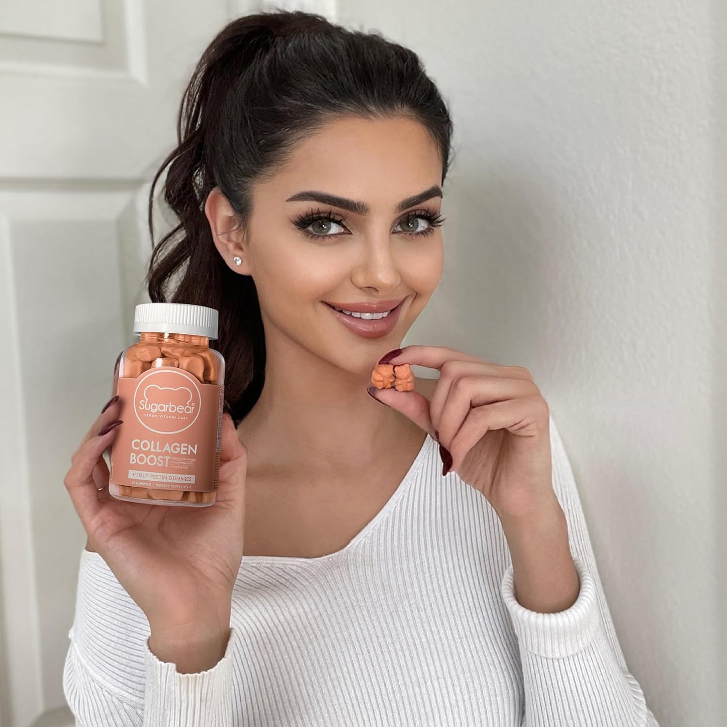 Vegan Collagen-Boosting Multivitamin Gummies with Amino Acids, Vitamin C, D, B-12, Biotin - Promotes Hair, Nail, Skin, Bone & Joint Health - 60 Count