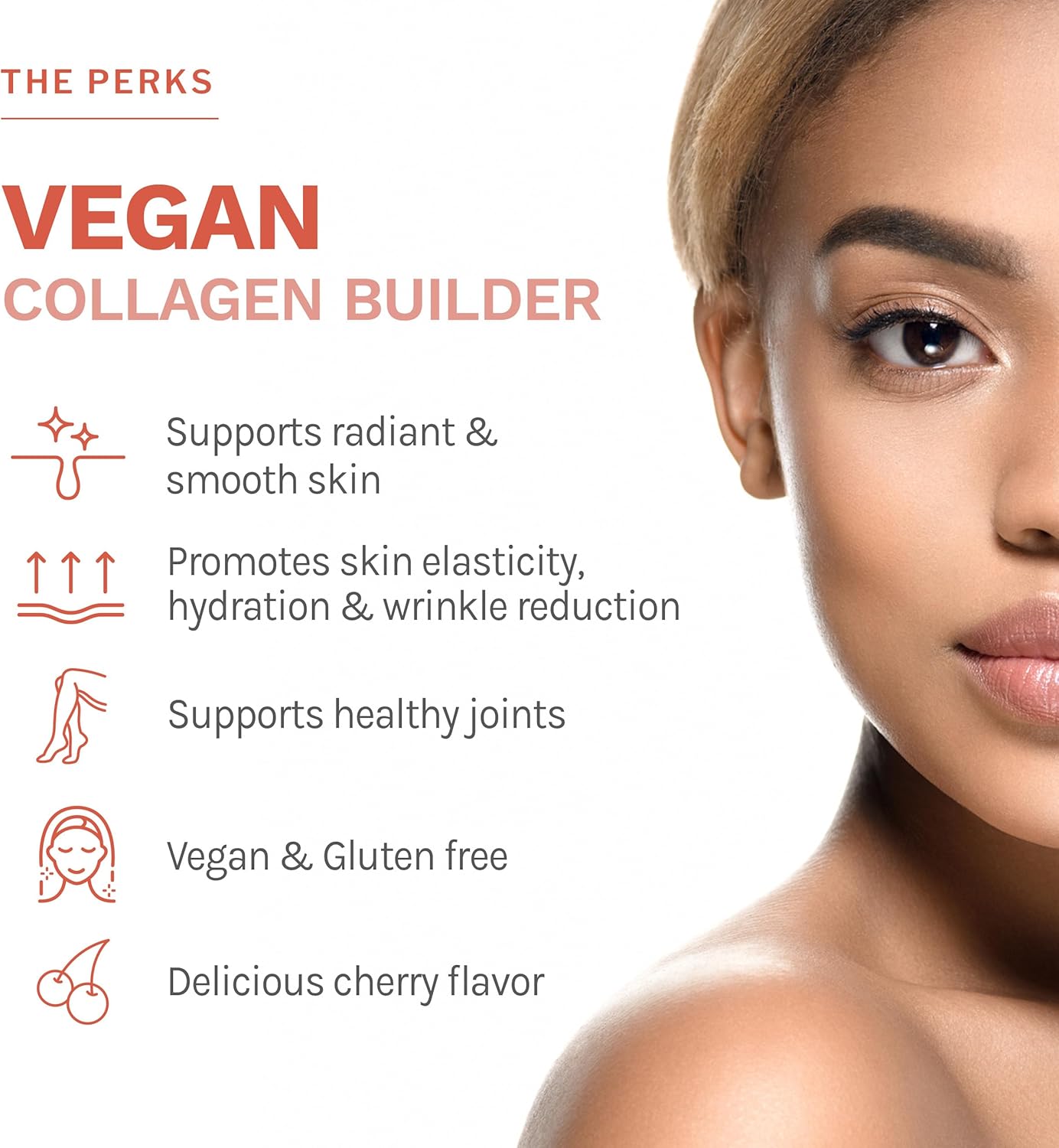 Vegan Collagen Builder Gummies with Astaxanthin & Vitamin C for Skin & Joint Support - Cherry Flavor, 60 Gummies