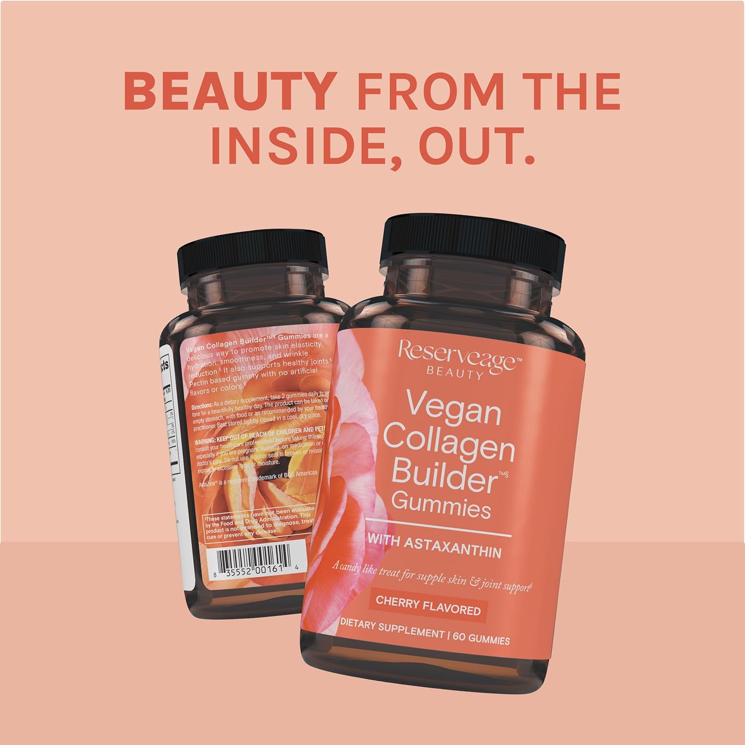 Vegan Collagen Builder Gummies with Astaxanthin & Vitamin C for Skin & Joint Support - Cherry Flavor, 60 Gummies