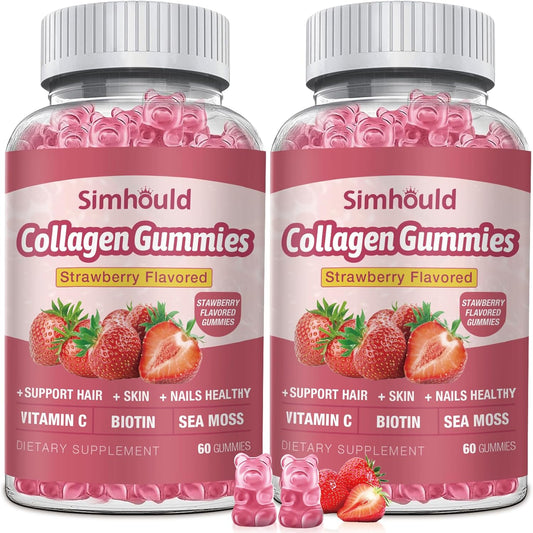 Vegan Collagen Gummies 2500mg, Anti-Aging for Women & Men, Hair, Skin, Nails, Biotin, Sea Moss - Non-GMO, Sugar-Free, 120 Count