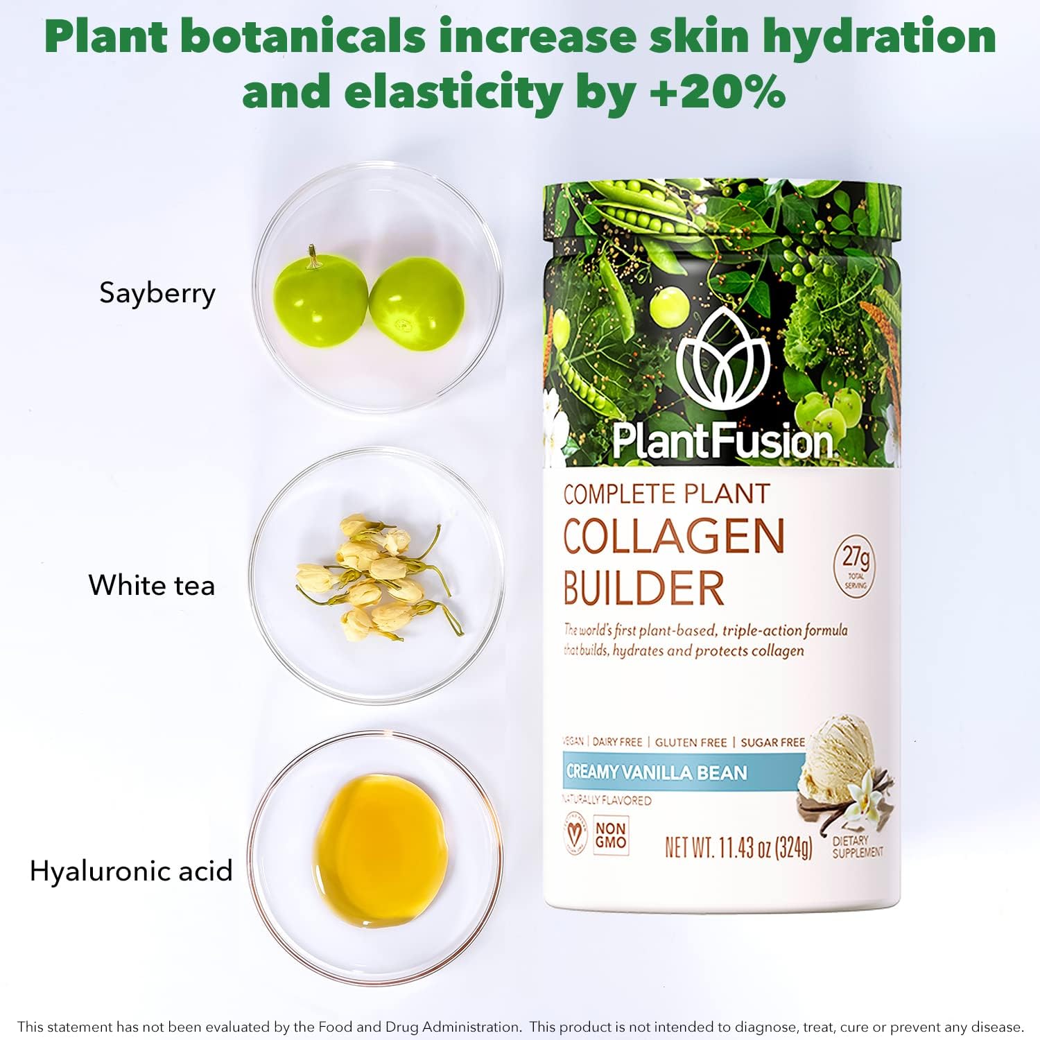 Vegan Collagen Protein Powder for Muscle, Joints, Hair, Skin & Nails - Chocolate Flavor, Keto & Gluten Free - 11.43 oz