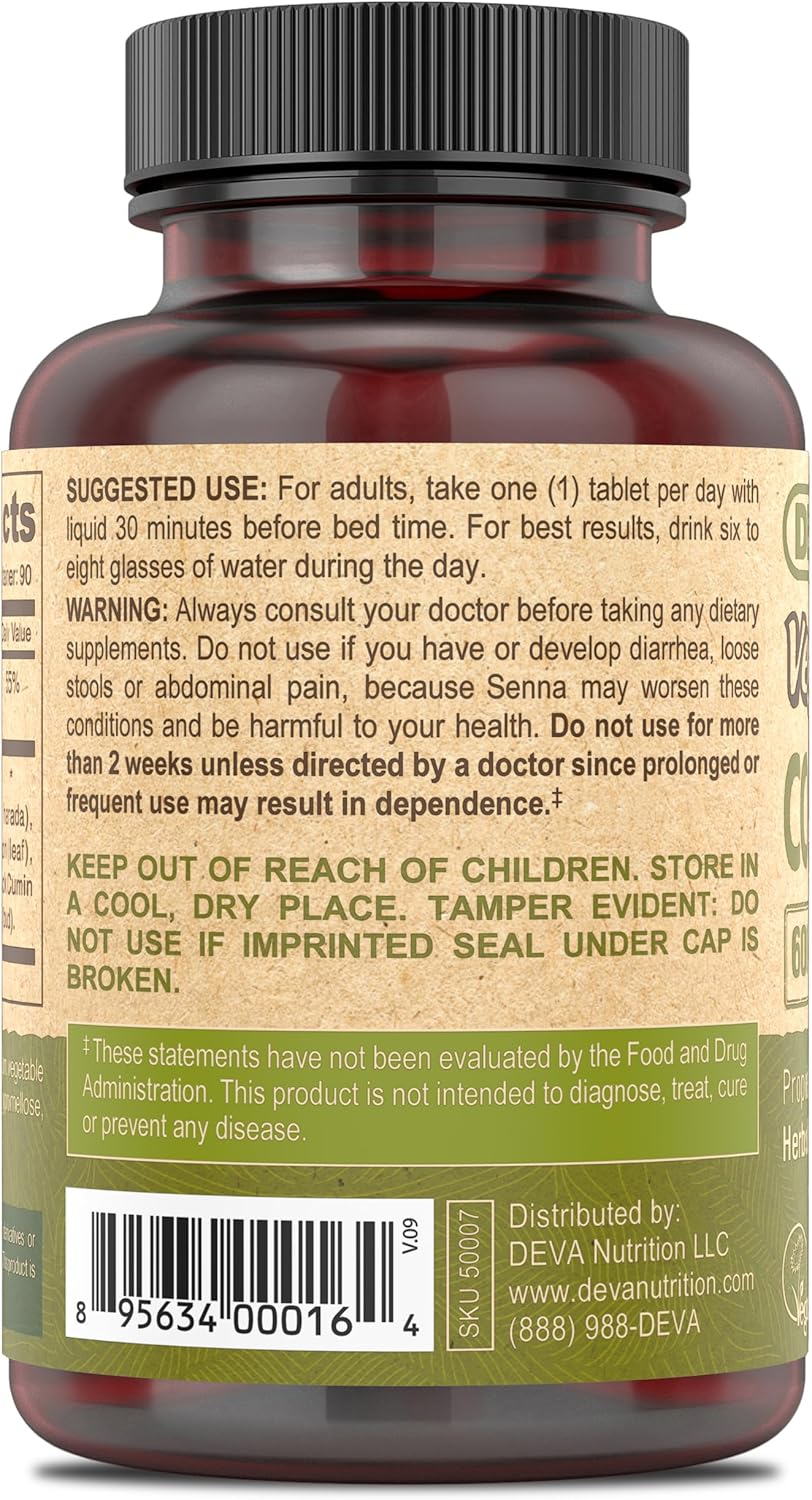 Vegan Colon Assist Tablets with Magnesium, Triphala, Psyllium Husk, Senna, Cinnamon - 90 Count