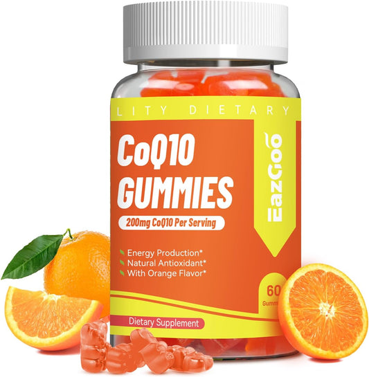 Vegan CoQ10 Gummies 200mg for Energy Production, Non-GMO & Gluten Free - 60 Gummies by EAZGOO