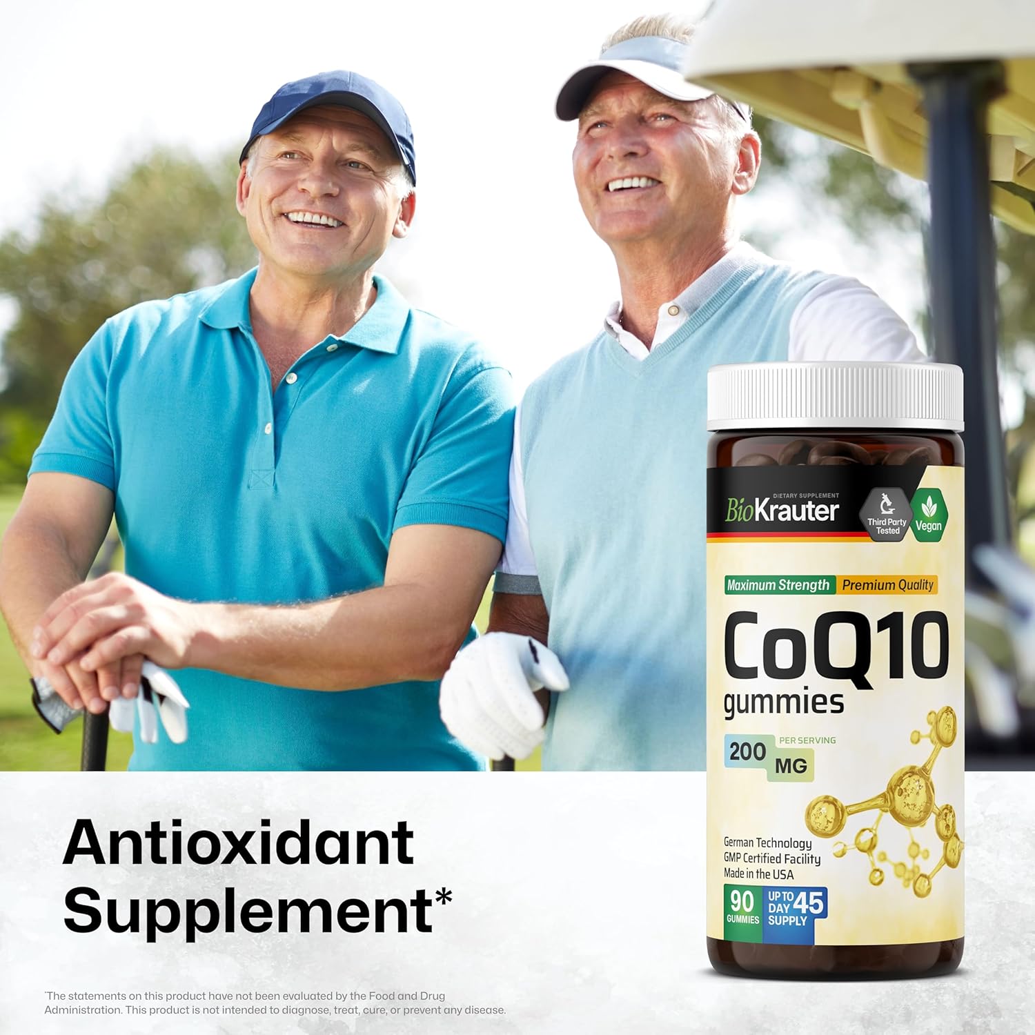 Vegan CoQ10 Gummies with Pectin - 90 Chews - 200mg Coenzyme Q10 Supplement for Adults - Antioxidant Support