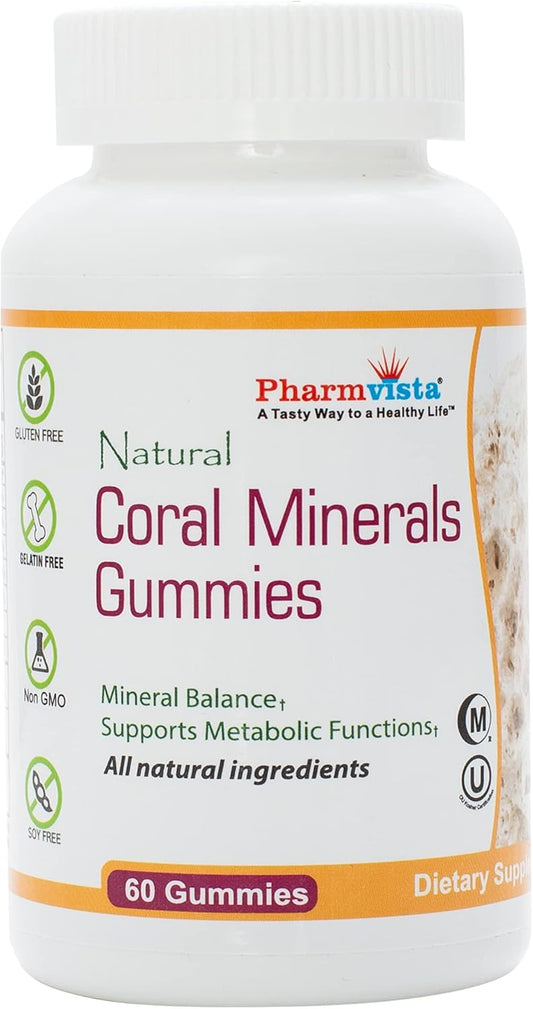 Vegan Coral Calcium Gummies with Trace Minerals - Natural Calcium & Vitamin D3, 60 Count