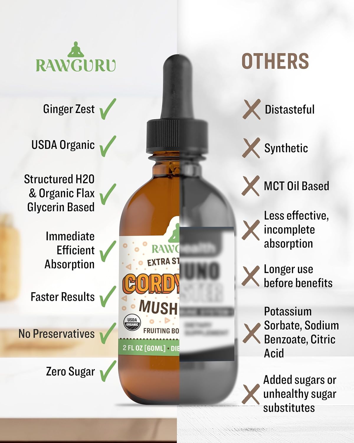Vegan Cordyceps Mushroom Supplement - Nano-Processed Immunity & Cognitive Booster with Trace Minerals - 60 Servings of Vegan Drops - 60 ml, Pack of 1