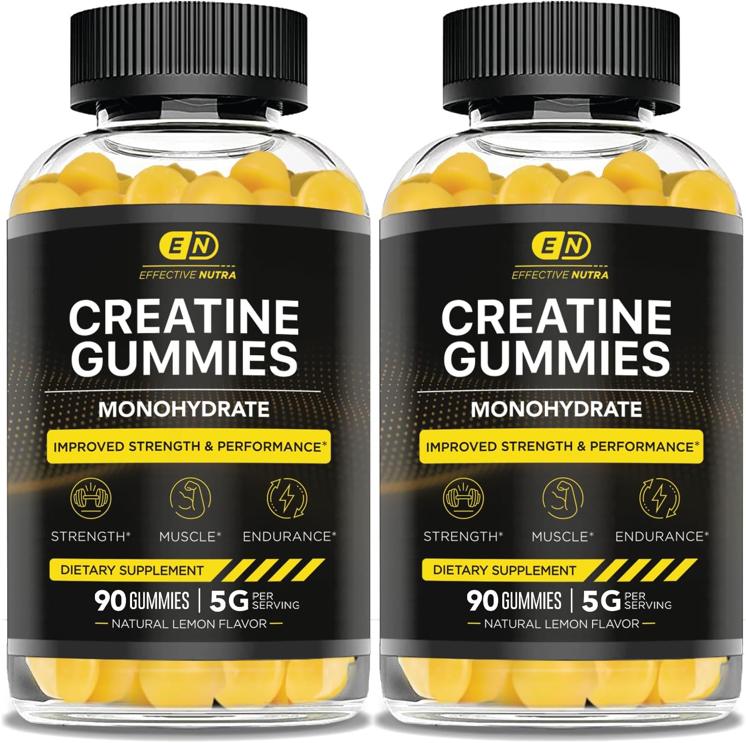 Vegan Creatine Gummies for Strength & Endurance - Natural Lemon Flavor (2-Pack)