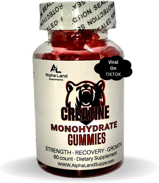 Vegan Creatine Gummy Bears - 30 Servings, 5g Each - Muscle Growth, Recovery, Brain Health - No Loading, No Bloating - Plant-Based Creatine Gummies