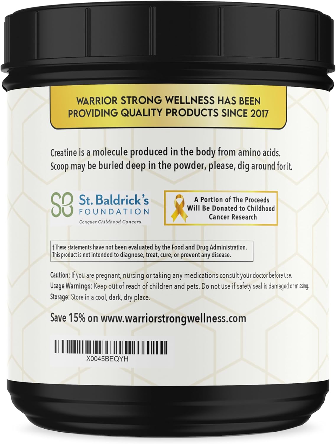 Vegan Creatine Monohydrate Powder - Warrior Strong Wellness, 1lb, Unflavored Micronized, 100 Servings, Supports Muscles & Energy