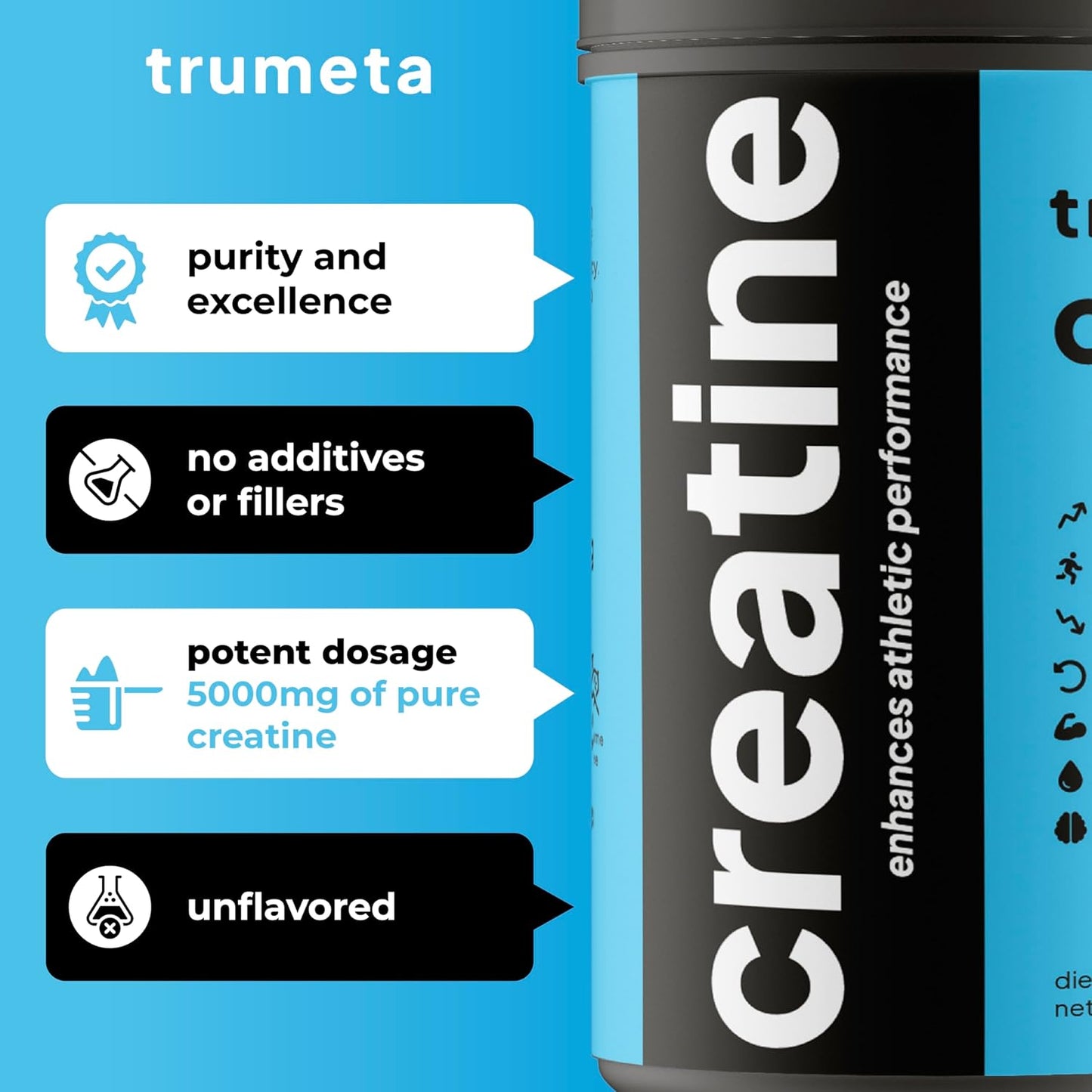Vegan Creatine Monohydrate Powder for Maximized Workouts, Recovery & Muscle Growth - Pure Supplement for All-Day Energy - 90 Servings