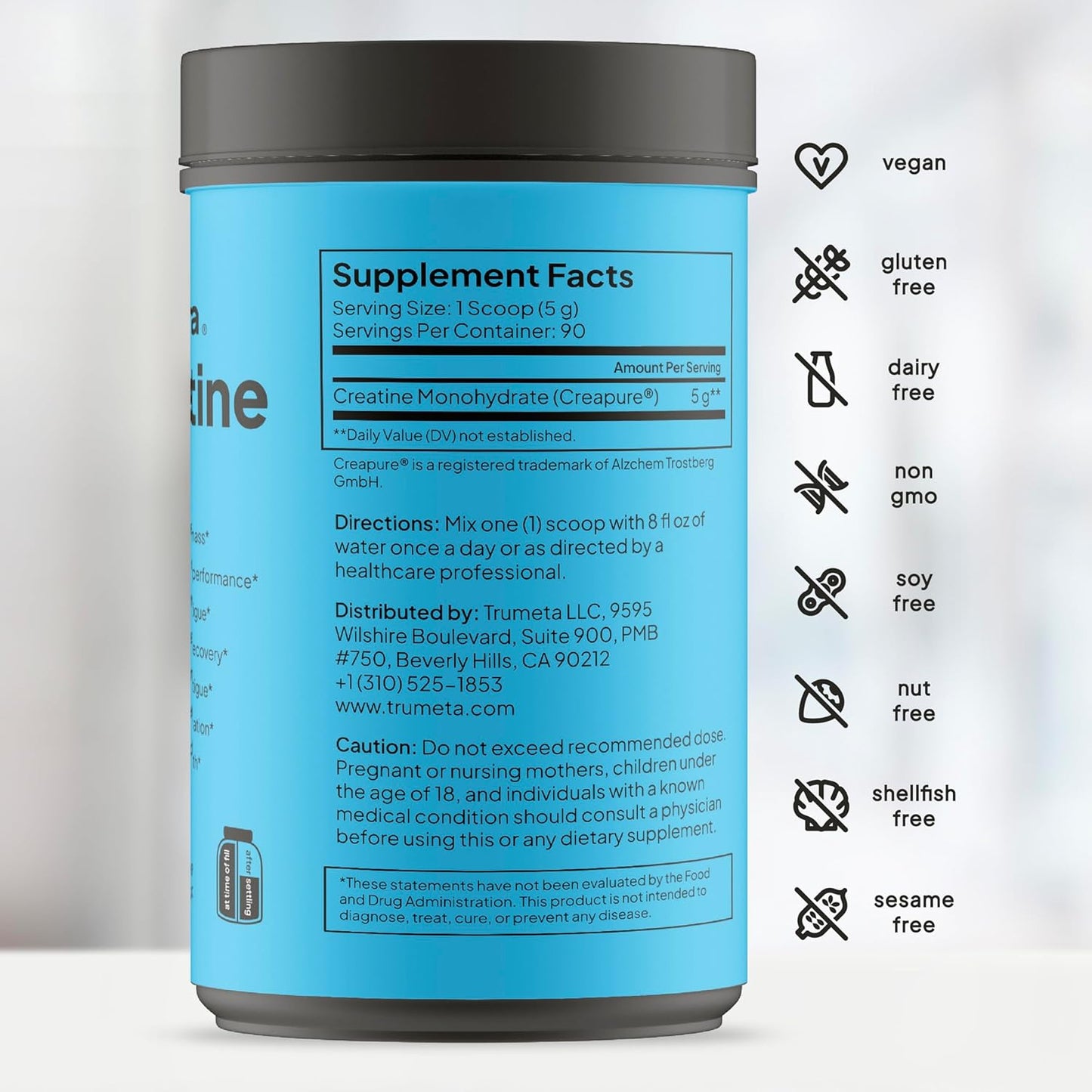 Vegan Creatine Monohydrate Powder for Maximized Workouts, Recovery & Muscle Growth - Pure Supplement for All-Day Energy - 90 Servings