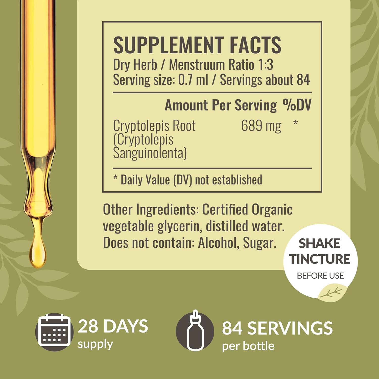 Vegan Cryptolepis Sanguinolenta Tincture for Immune Support - Detox Drops, Non-GMO & Alcohol-Free - 28-Day Supply