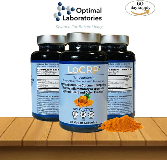 Vegan Curcumin & Turmeric Oil Capsules for Heart and Colon Support - Vonacor LoCRP Nano-Absorb Formula, 60-Day Supply