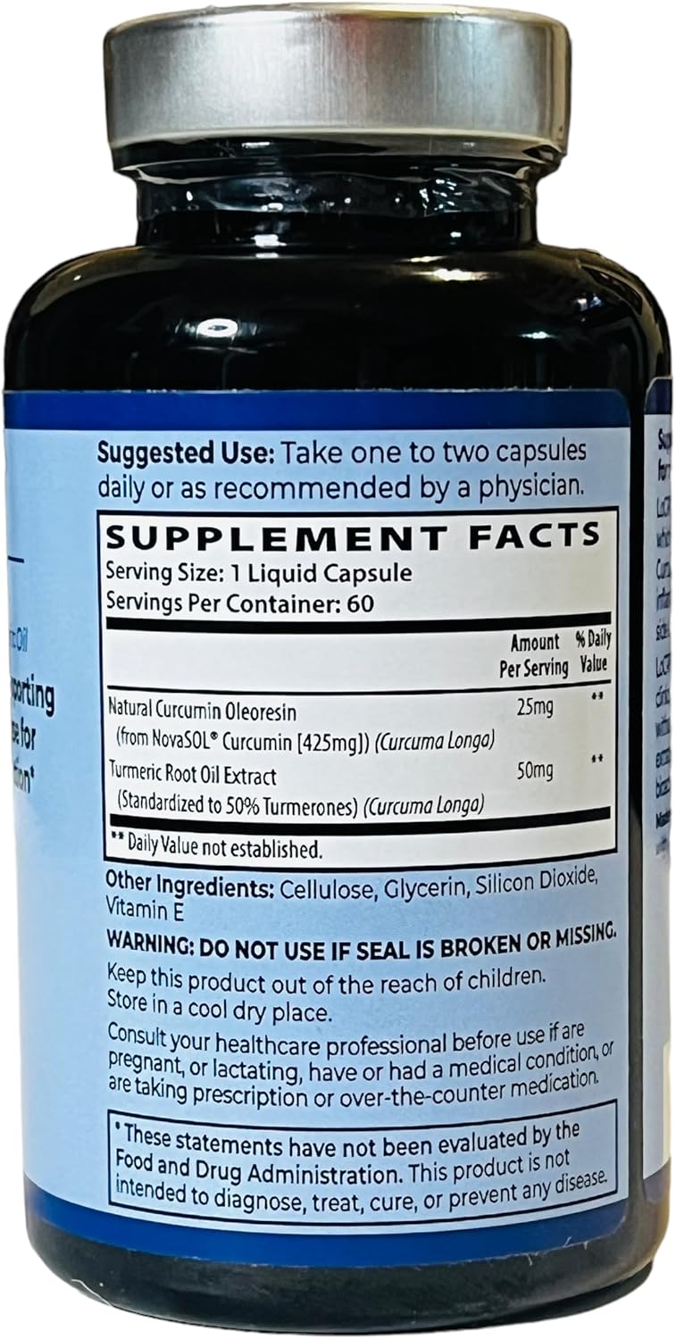 Vegan Curcumin & Turmeric Oil Capsules for Heart and Colon Support - Vonacor LoCRP Nano-Absorb Formula, 60-Day Supply