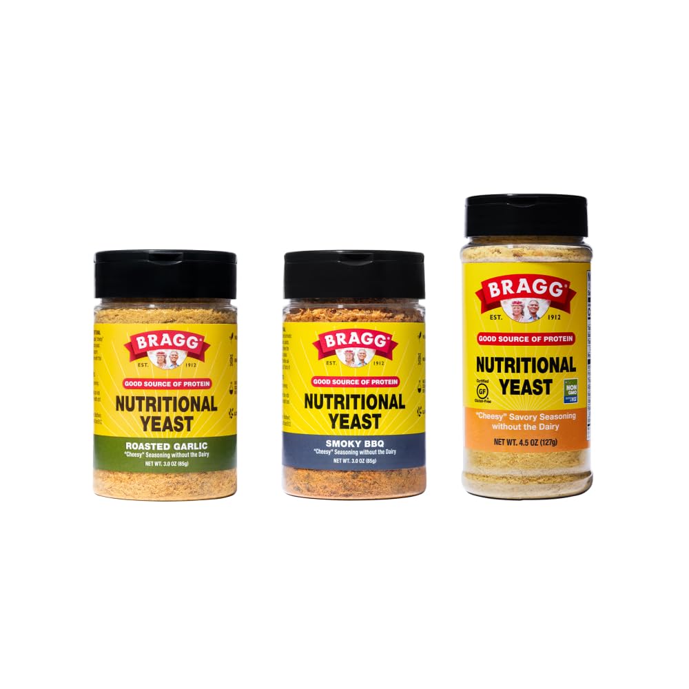 Vegan Dairy-Free Nutritional Yeast Flakes: Gluten-Free Protein-Rich Seasoning & Parmesan Cheese Substitute - Bragg Premium Quality