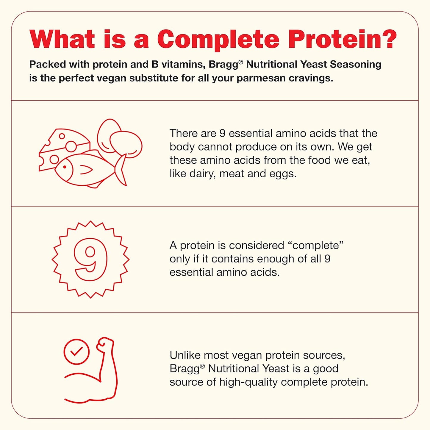 Vegan Dairy-Free Nutritional Yeast Flakes: Gluten-Free Protein-Rich Seasoning & Parmesan Cheese Substitute - Bragg Premium Quality