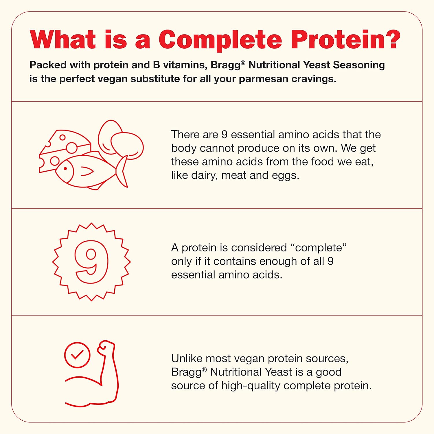 Vegan Dairy-Free Nutritional Yeast Flakes: Gluten-Free Protein-Rich Seasoning & Parmesan Cheese Substitute - Bragg Premium Quality