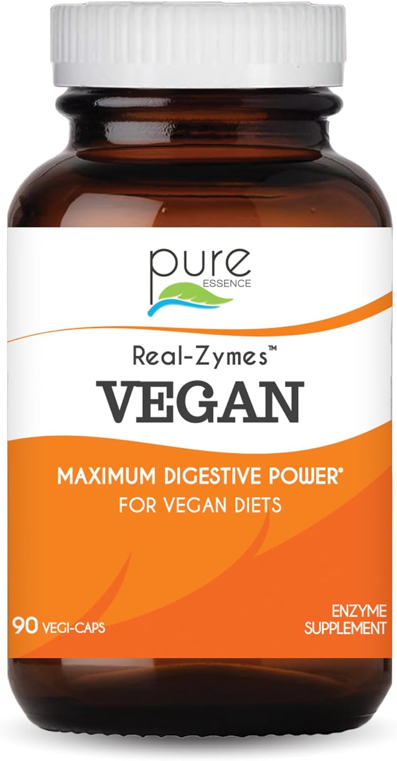 Vegan Digestive Enzymes Supplement with Probiotics for Better Digestion - Natural Relief for Bloating, Gas, IBS - 90 Capsules by PURE ESSENCE LABS