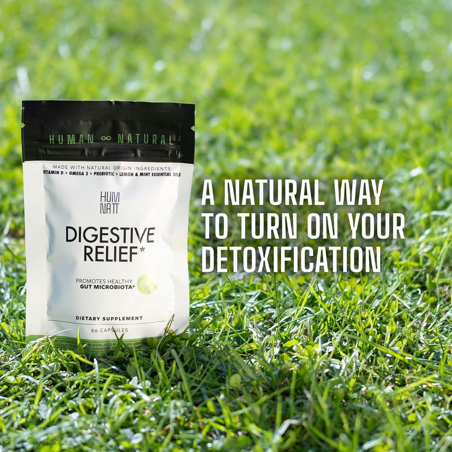 Vegan Digestive Relief Capsules with Vitamin D, Omega-3, HMO, Chia Oil, Lemon & Peppermint Oils - Bloating & Gut Health Support