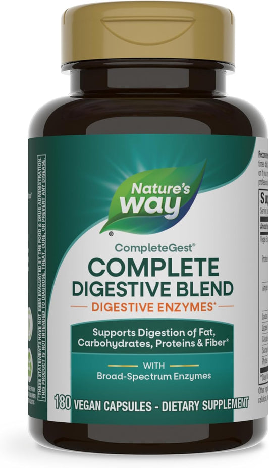Vegan Enzymes for Digestion Support - 180 Capsules by Nature's Way CompleteGest
