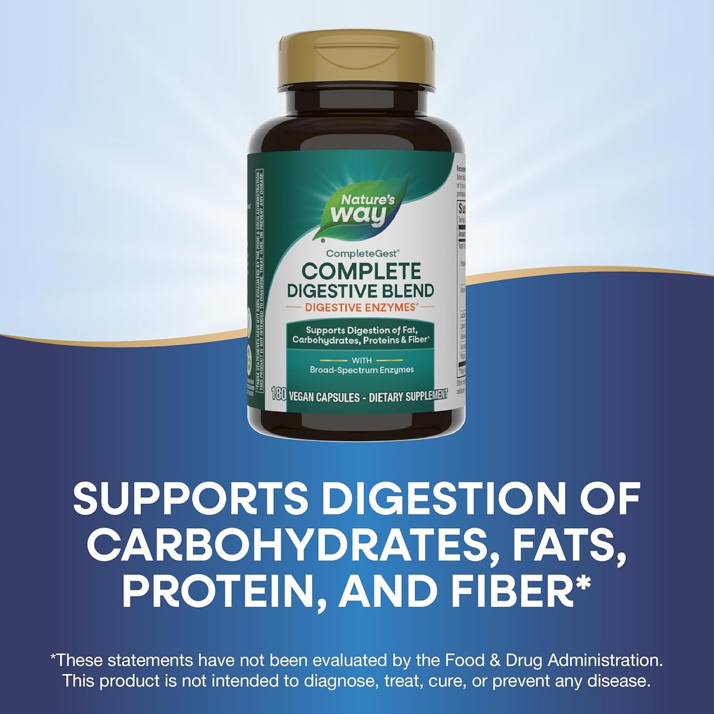 Vegan Enzymes for Digestion Support - 180 Capsules by Nature's Way CompleteGest
