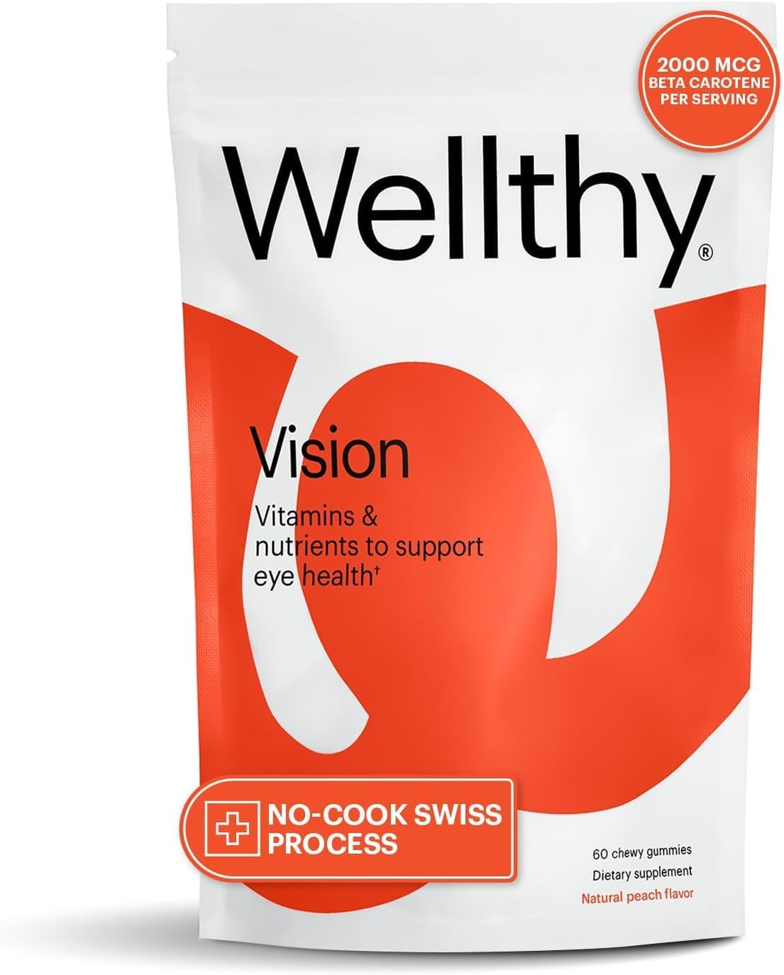 Vegan Eye Health Gummies with Lutein, Beta-Carotene & Zinc (Peach Flavor, 30 Day Supply) - Supports Adult Vision Health by Wellthy
