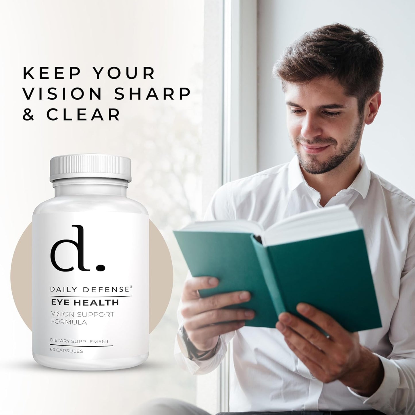 Vegan Eye Health Supplements with Vitamin A, Zinc, Lutein, Milk Thistle, & Taurine - Daily Vision Care Vitamins for Adults - 60 Capsules for Women & Men