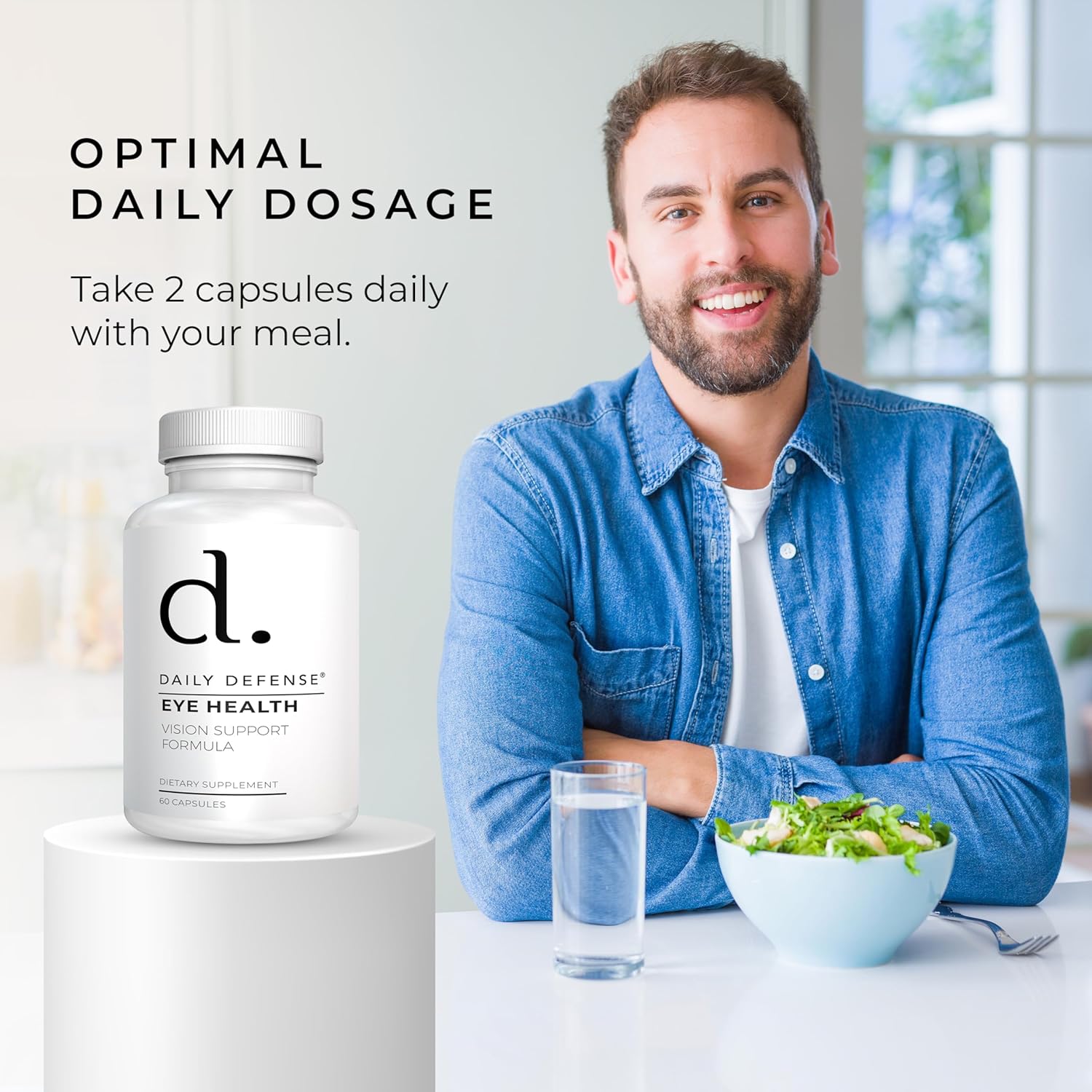 Vegan Eye Health Supplements with Vitamin A, Zinc, Lutein, Milk Thistle, & Taurine - Daily Vision Care Vitamins for Adults - 60 Capsules for Women & Men