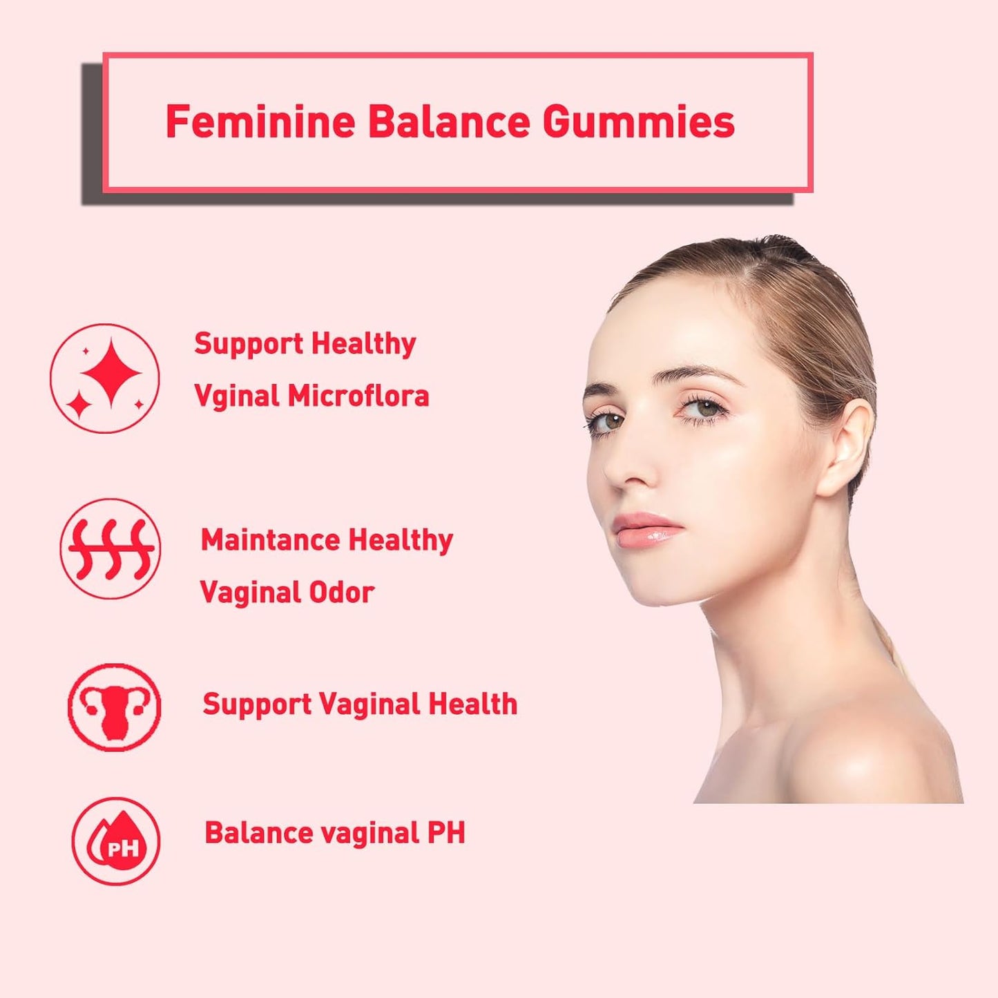 Vegan Feminine Balance Gummies for Women's Health & Wellness - Gluten-Free Supplement with PH & Immune Support