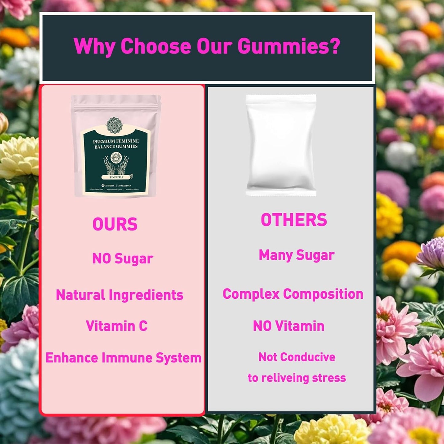 Vegan Feminine Balance Gummies for Women's Health & Wellness - Gluten-Free Supplement with PH & Immune Support