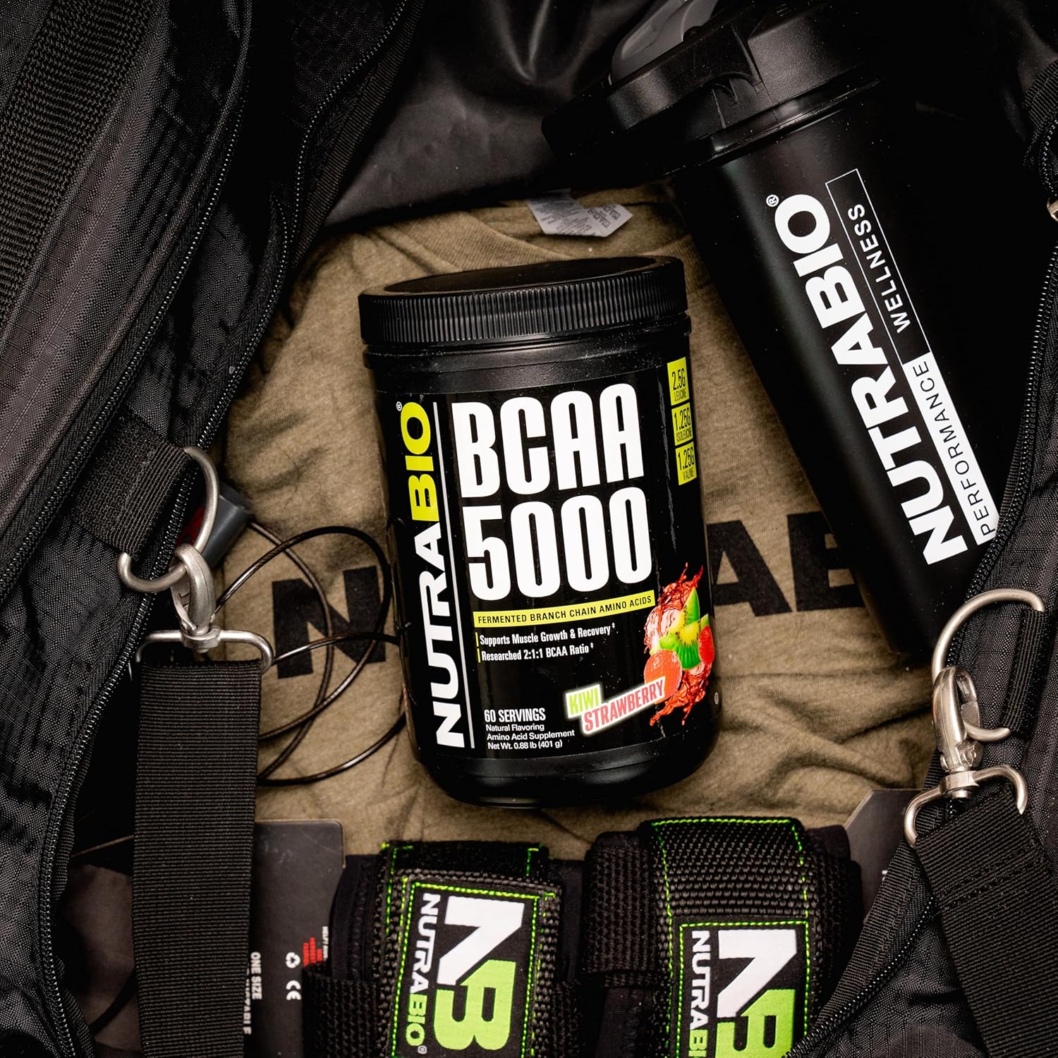 Vegan Fermented BCAA Powder for Lean Muscle Growth and Recovery - 60 Servings - Kiwi Strawberry Flavor