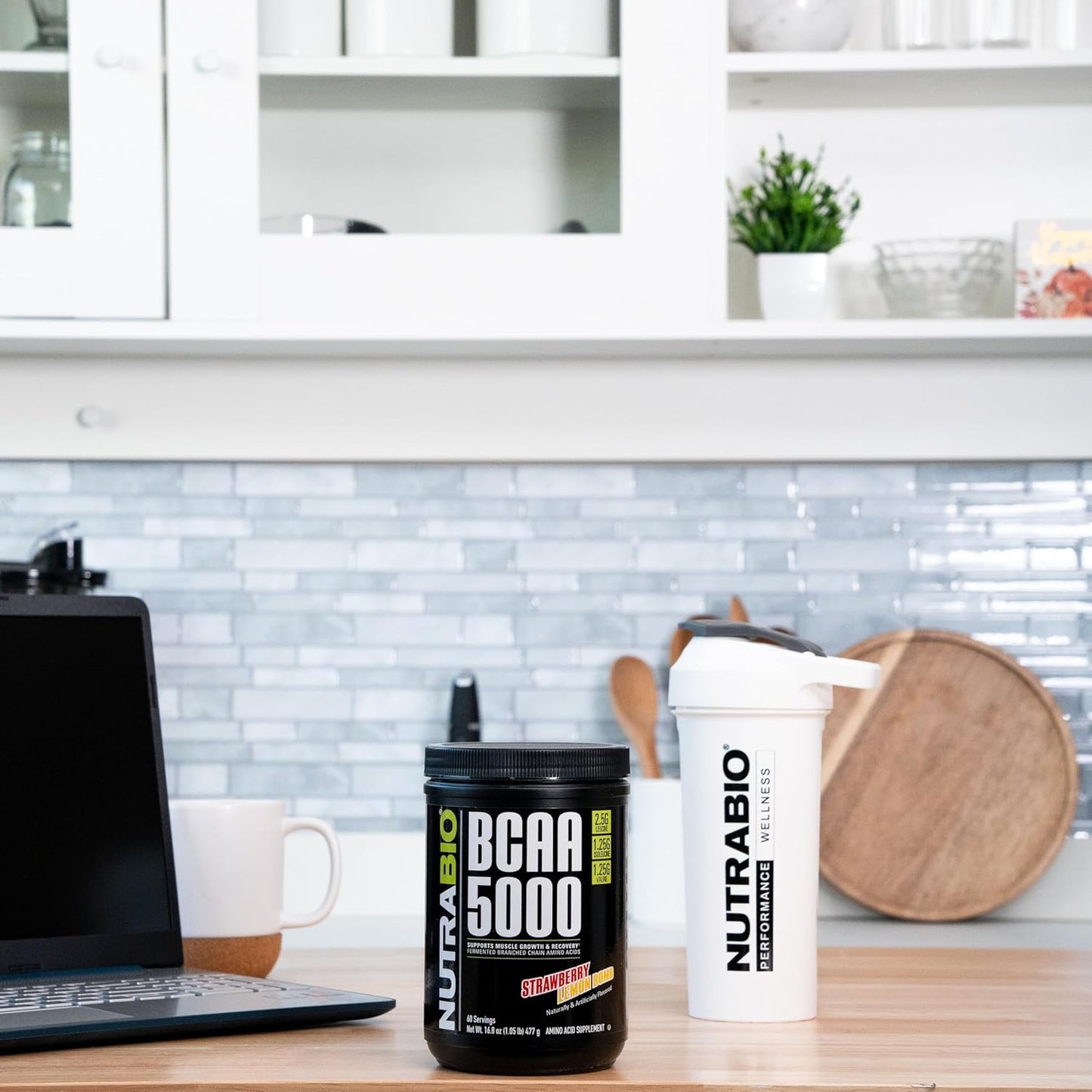 Vegan Fermented BCAA Powder for Lean Muscle Growth, Recovery, and Endurance - NutraBio BCAA 5000 - 60 Servings - Strawberry Lemon Flavor