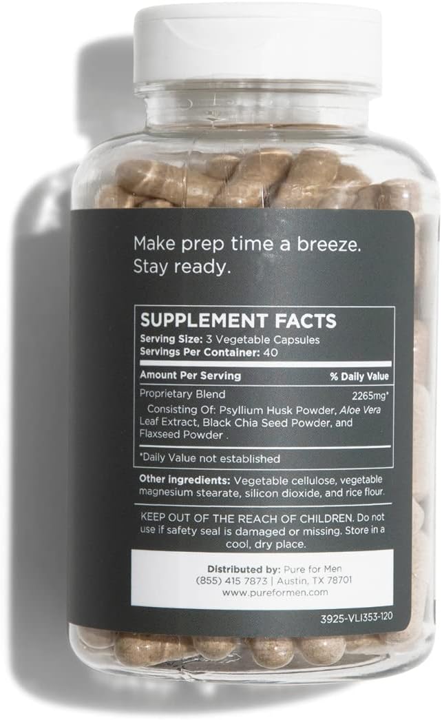 Vegan Fiber Supplement and Eco-Friendly Wipes for Cleanliness - 120 Capsules + 48 Count Stay Ready Wipes