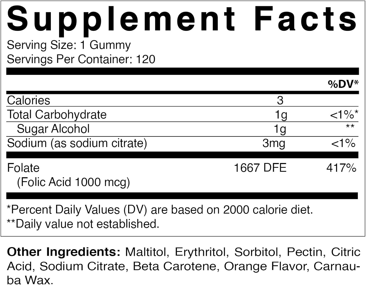 Vegan Folic Acid Gummies 1000 mcg - Prenatal Vitamins for Mom & Baby - Vitamin B9 - 120 Gummies