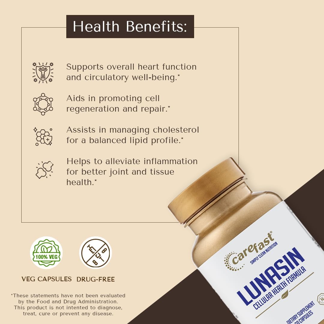 Vegan-Friendly CAREFAST Lunasin Supplement for Cellular Health and Wellness with Triple-Antioxidant Defense