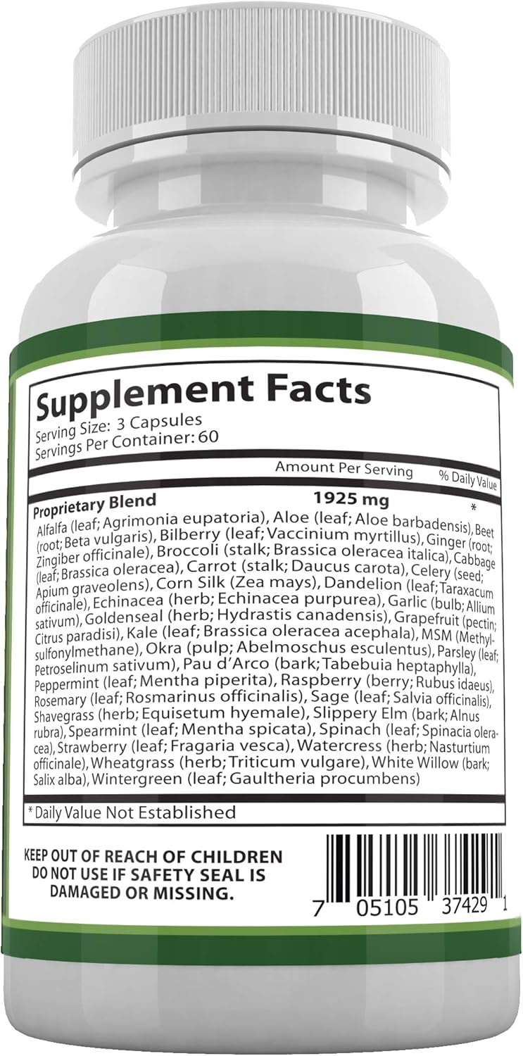 Vegan-Friendly Daily Health Ultimate Greens Capsules with MSM 1925mg - 540 Count, Non-GMO, Gluten and Soy-Free