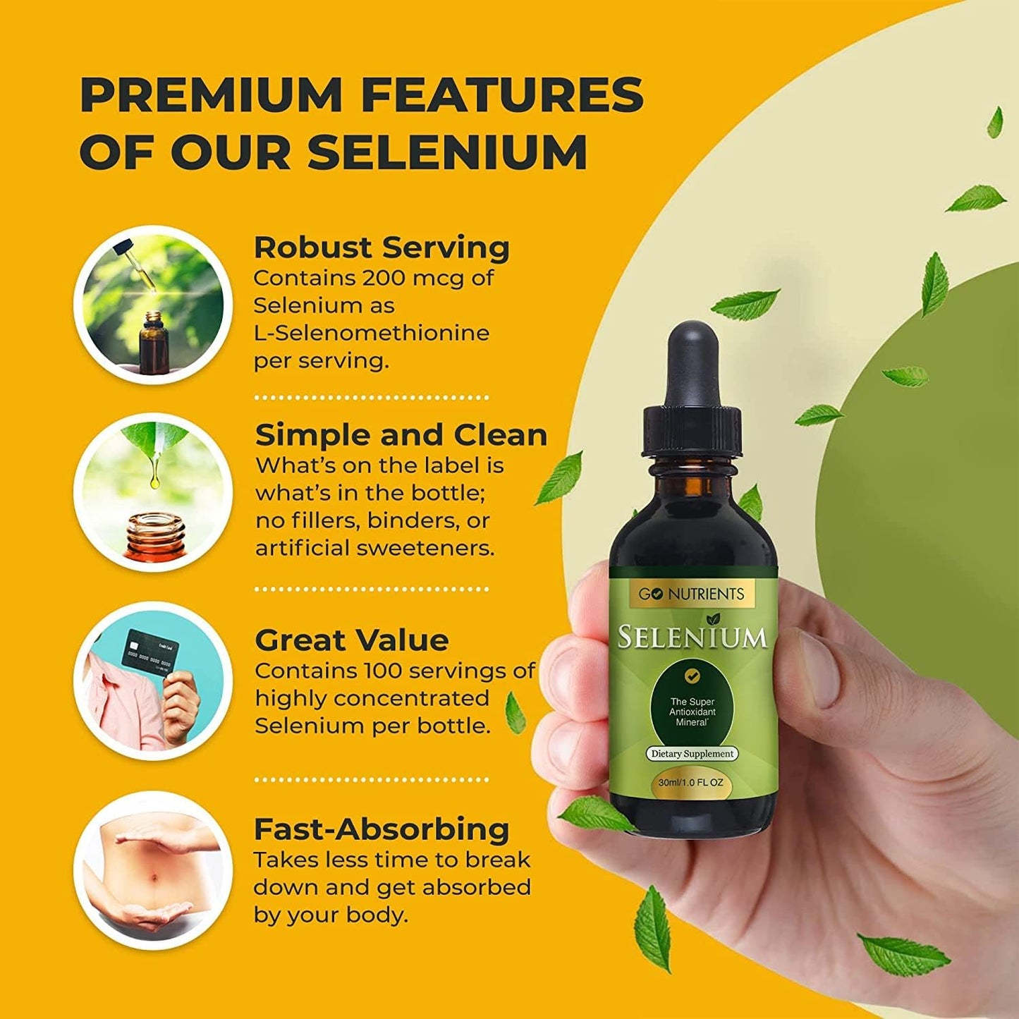 Vegan-Friendly Liquid Chlorophyll & B12 Sublingual Supplement - GMO-Free & Gluten-Free