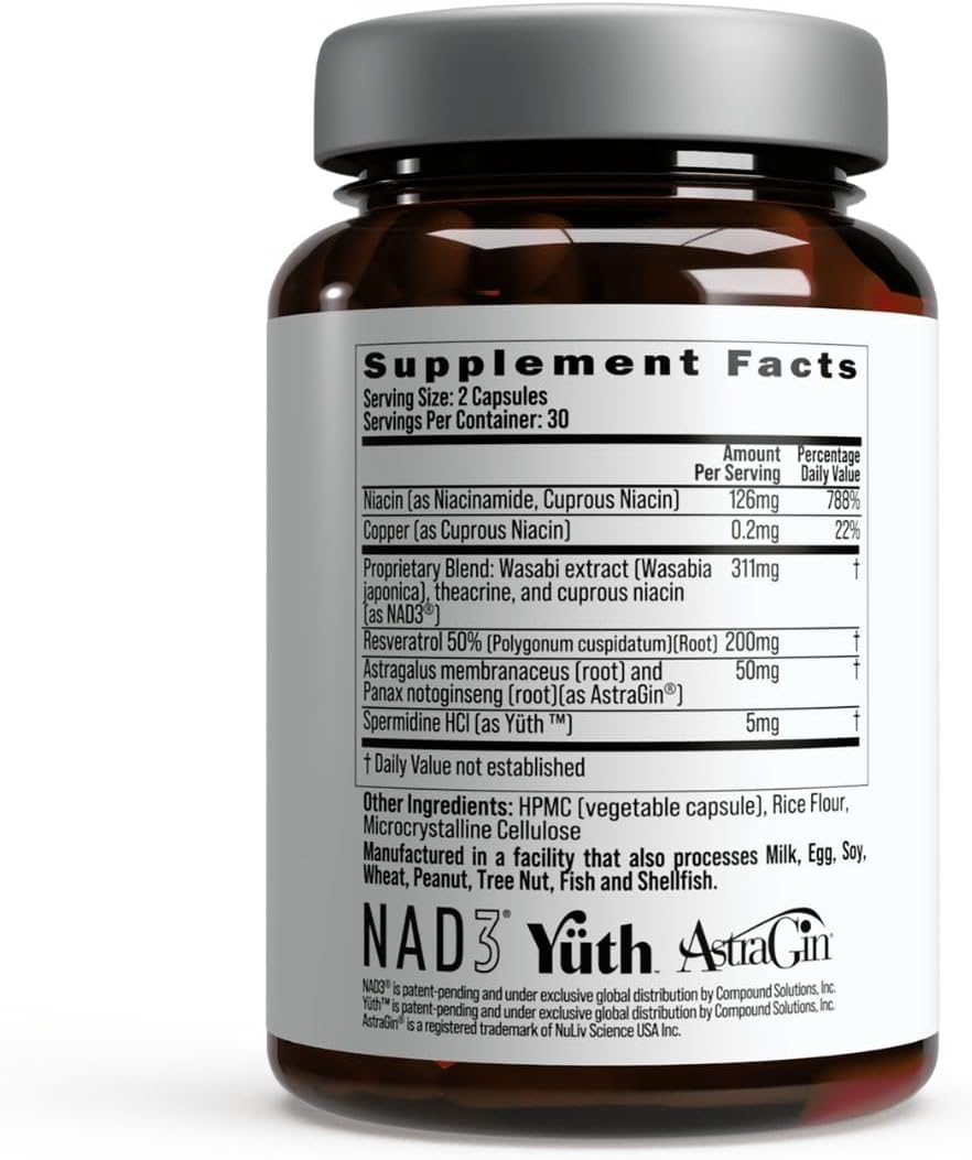 Vegan-Friendly NAD+ Supplement with Resveratrol for Anti-Aging and Energy Boost