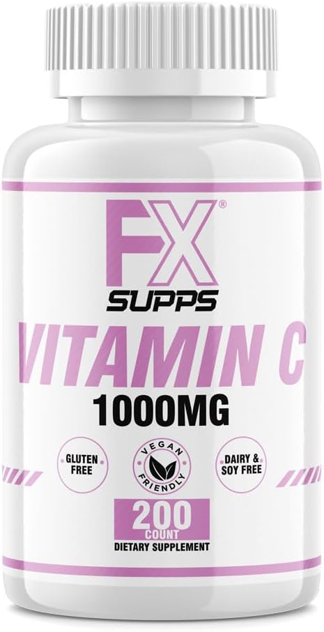 Vegan-Friendly Vitamin C 1,000mg 200ct Tablets for Immune System Support, Mood, and Skin Health