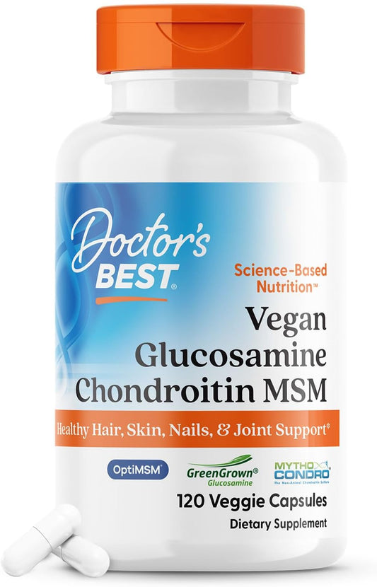 Vegan Glucosamine Chondroitin MSM Capsules for Joint Health, Hair, Skin & Nails - 120 Count By Doctor's Best