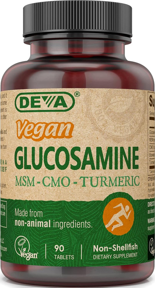 Vegan Glucosamine MSM & CMO with Hyaluronic Acid, Turmeric, Boswellia - 90 Tablets