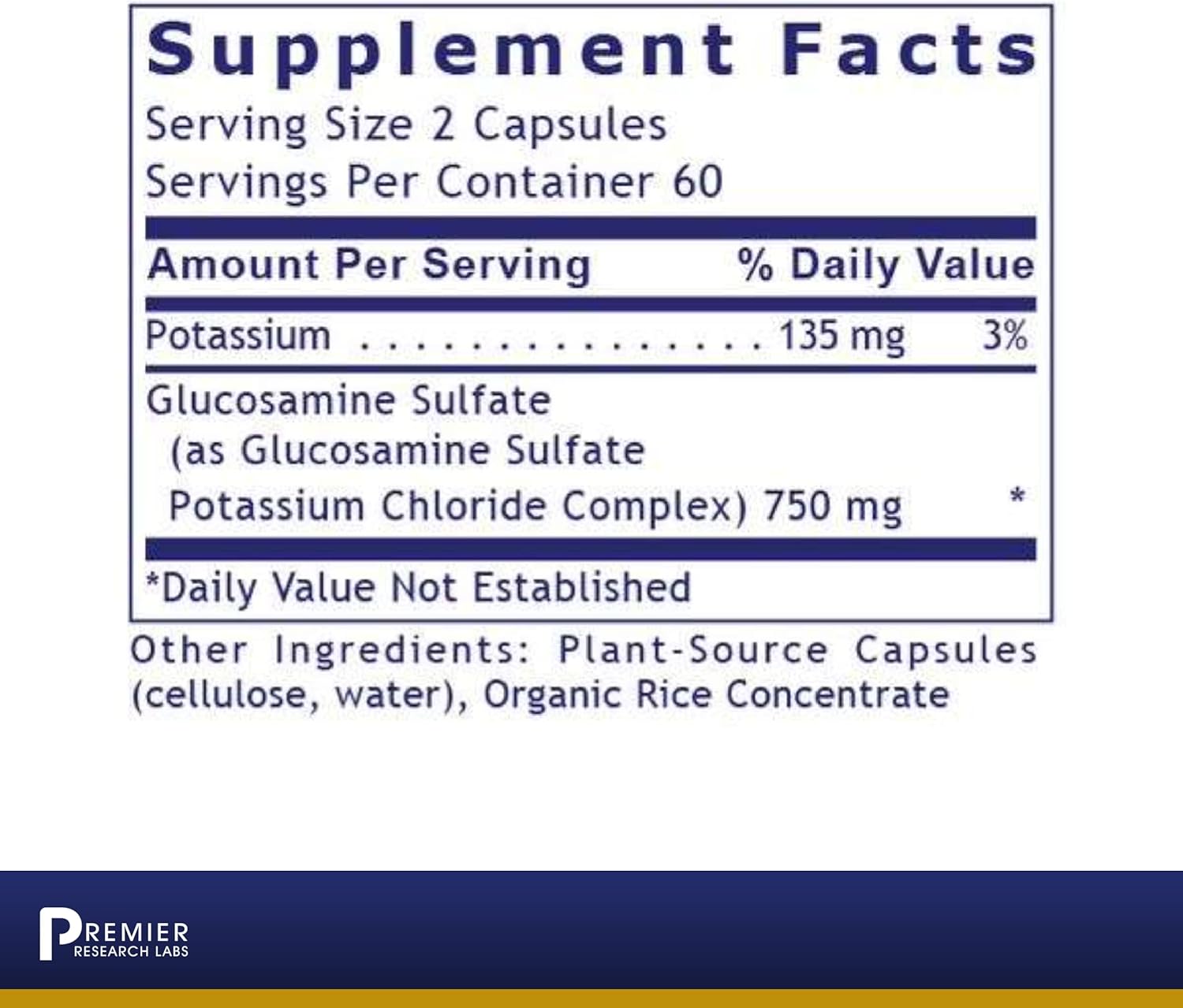 Vegan Glucosamine Sulfate Capsules for Joint & Tissue Health - 750mg - 120 Capsules
