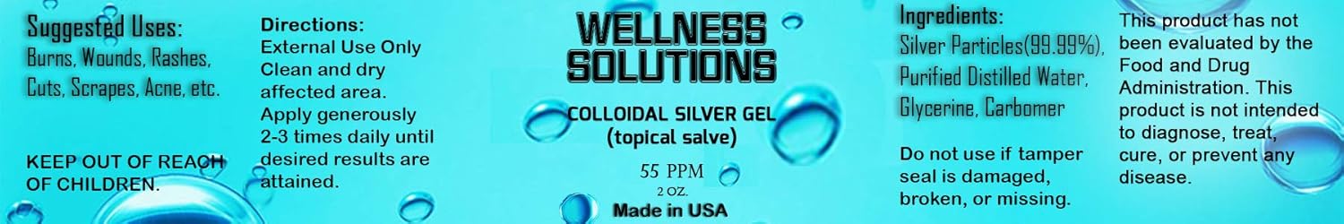 Vegan Gluten-Free Colloidal Silver Gel for Wellness Solutions - Topical Gel - 2 oz.