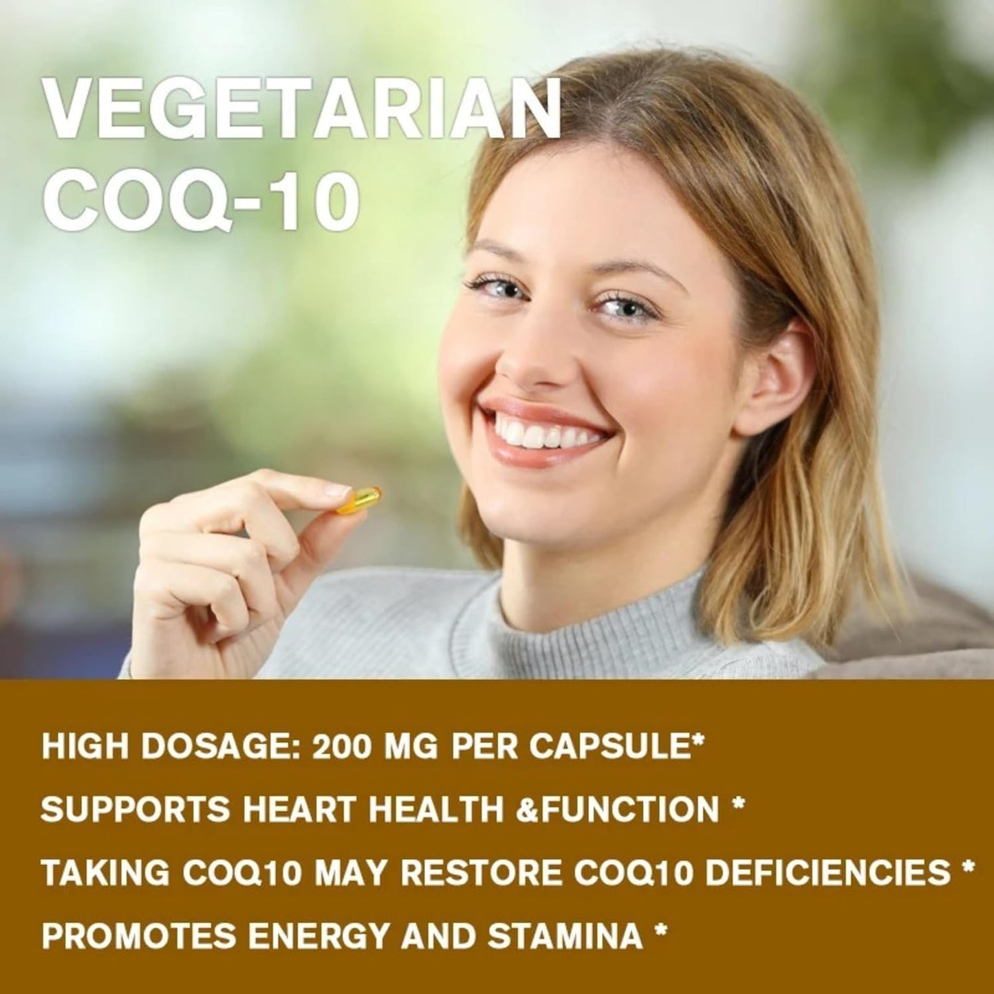 Vegan Gluten-Free CoQ10 Supplement for Heart Health, Stamina, and Brain Function - 120 Servings