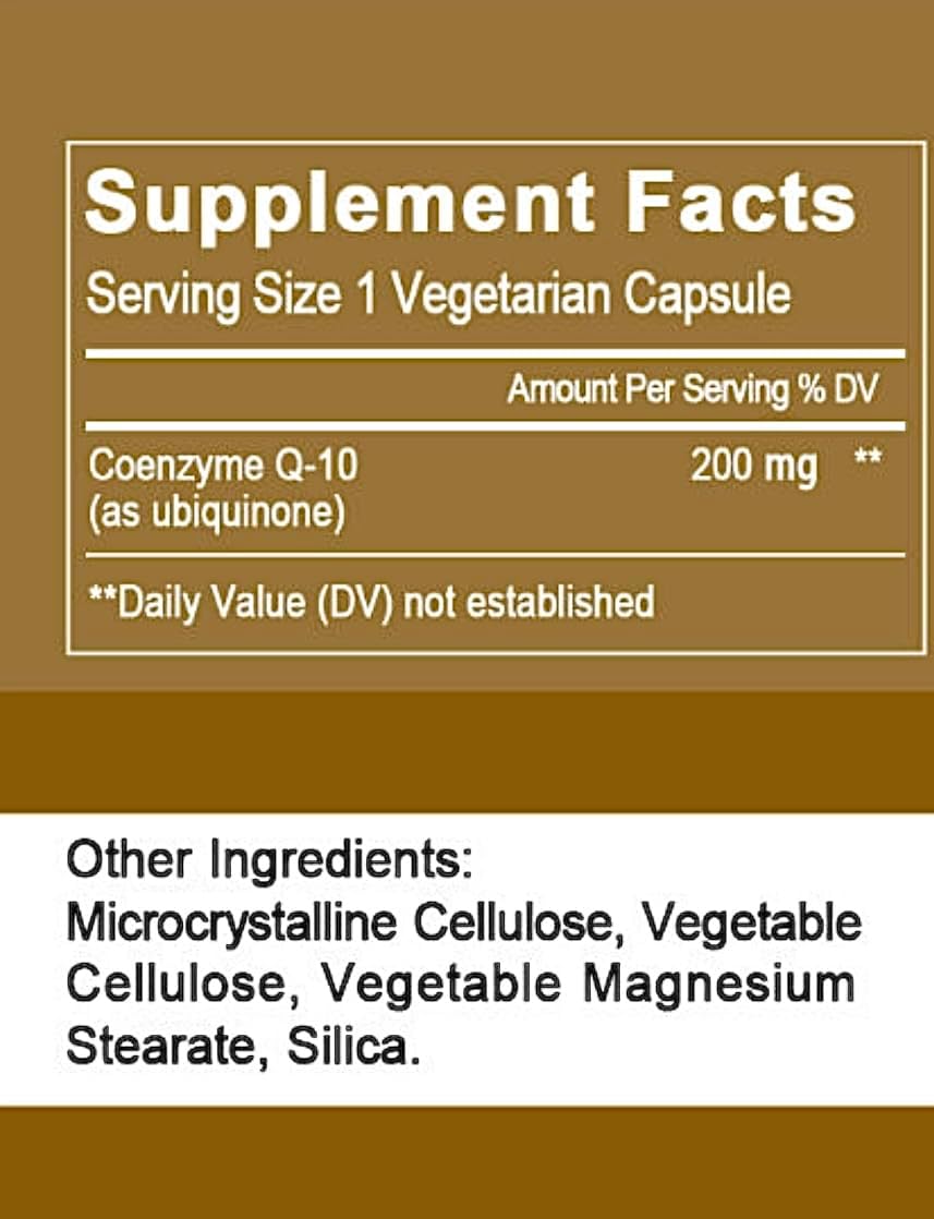Vegan Gluten-Free CoQ10 Supplement for Heart Health, Stamina, and Brain Function - 120 Servings
