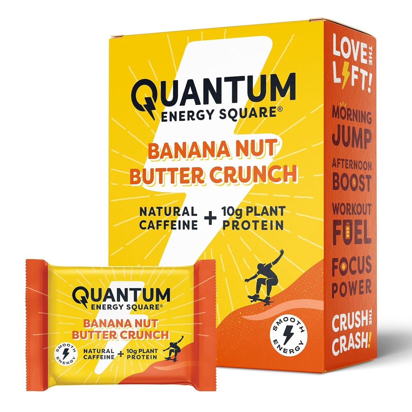 Vegan Gluten-Free Energy Bar with Caffeine & Protein - Banana Nut Butter Crunch 8 Pack