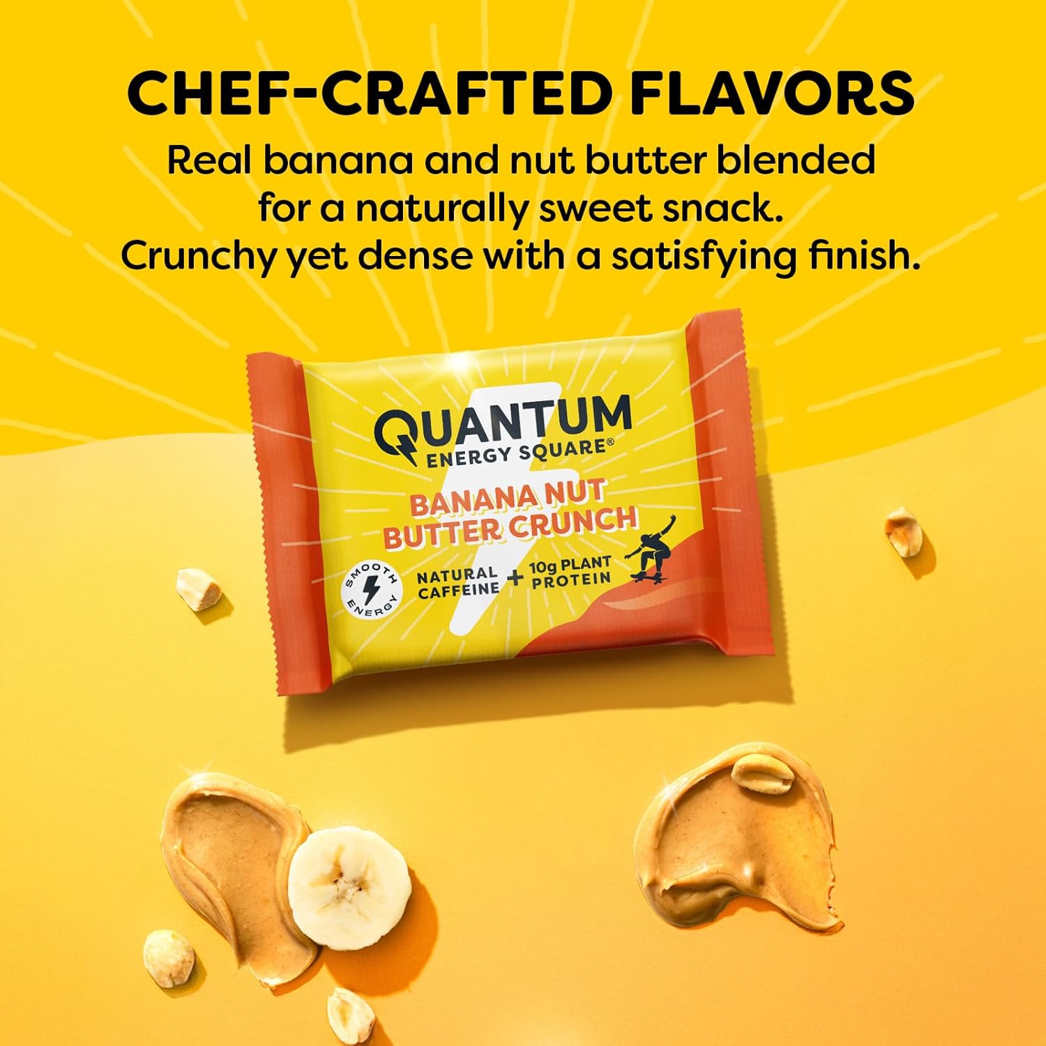 Vegan Gluten-Free Energy Bar with Caffeine & Protein - Banana Nut Butter Crunch 8 Pack