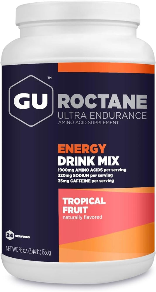 Vegan Gluten-Free Energy Drink Mix for Endurance Workouts, Tropical Fruit Flavor, 35mg Caffeine, Dairy-Free, Kosher, 3.44lb Jar