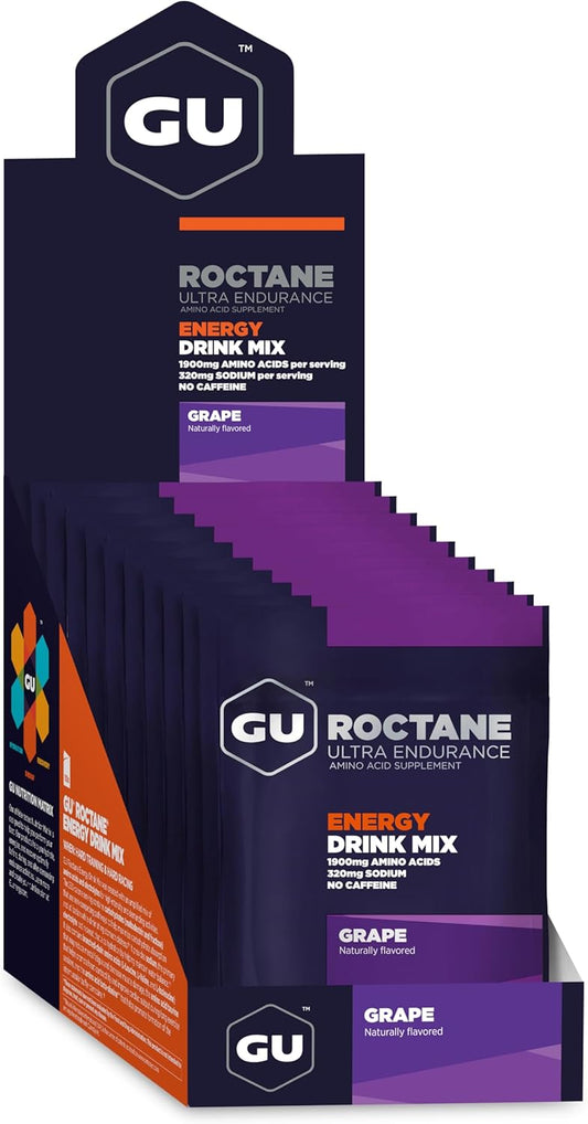 Vegan Gluten-Free GU Energy Roctane Endurance Drink Mix, Dairy-Free, Kosher, Caffeine-Free, Grape Flavor, 10 Packets