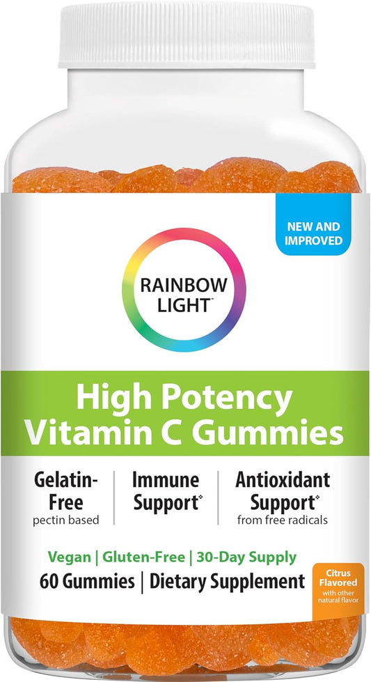 Vegan Gluten-Free High-Potency Vitamin C Gummies with Antioxidant & Immune Support - 60 Count